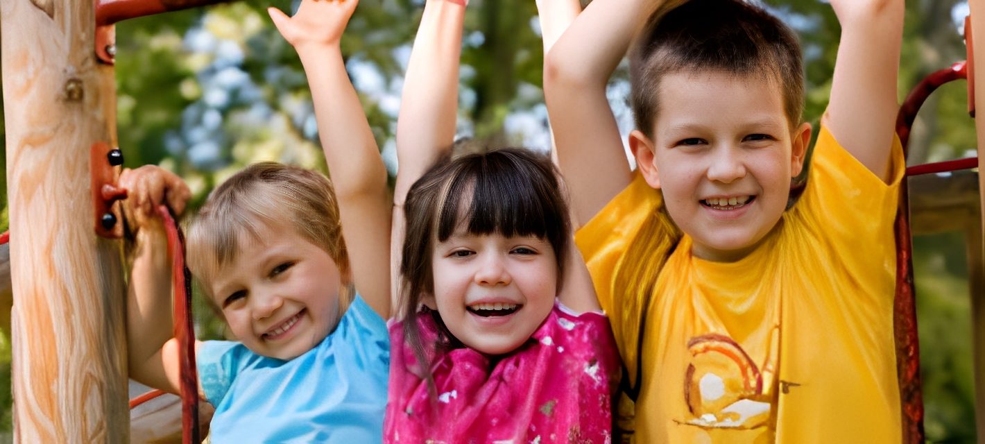 Children smiling on a playground